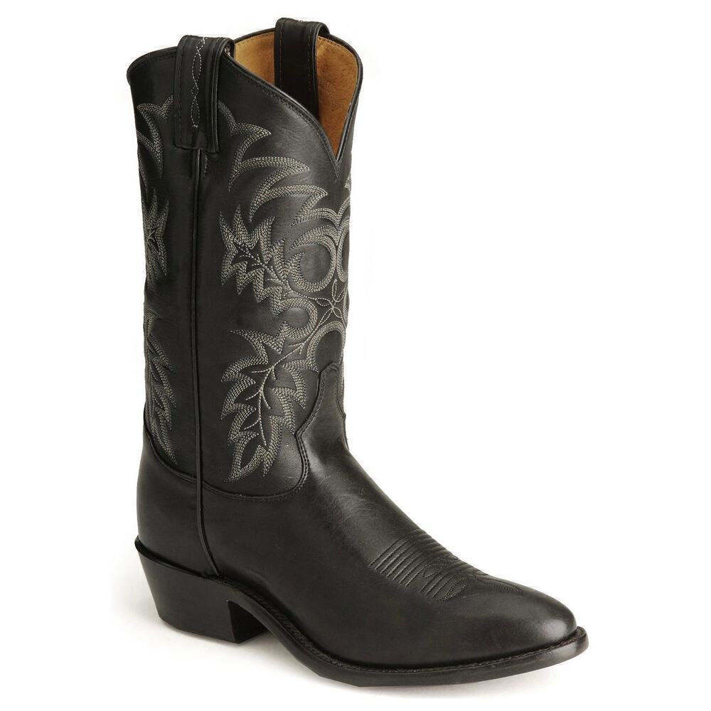 TONY LAMA MEN'S STALLION LEATHER AMERICANA WESTERN BOOTS 8.5EE Black Xtra- Wide